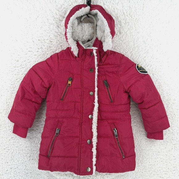 Diesel Other - Diesel Coat Toddler 2T Pink Hooded Faux Fur Lined Puffer Parka Zip Pockets